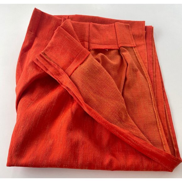 Vintage 60s curtain, orange jewel tone, pleated drape, shiny glossy - Picture 6 of 10